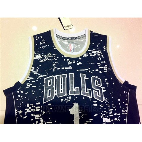 Camiseta Luces De La Ciudad Chicago Bulls Derrick Rose #1 Negro